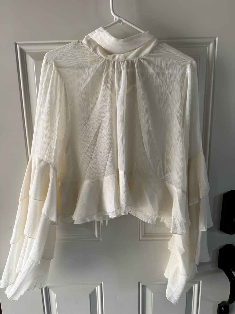 By Together Ivory Ruffled Long-Sleeve Blouse